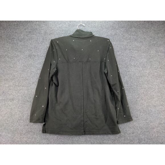 Quacker Factory Womens Full Zip Studded Shiny Jacket Size M Black - Picture 3 of 10